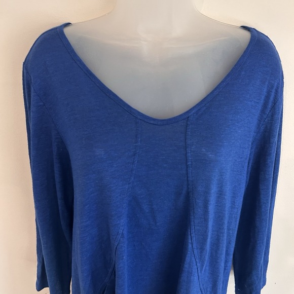 Habitat Linen Tunic Sz S Blue Lagenlook Lightweight Blouse Boatneck 3/4 Sleeves - Picture 2 of 13